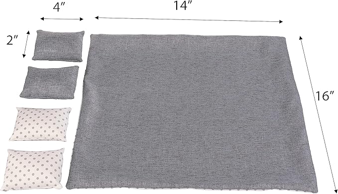 1:6 Scale Dollhouse Bedding Set for 12-Inch Dolls, 5-Piece Comforter, Pillows & Blanket, Realistic Mini Bedroom Accessories