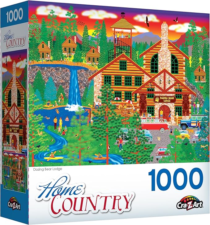 RoseArt - Home Country - Dozing Bear Lodge - 1000 Piece Jigsaw Puzzle for Adults