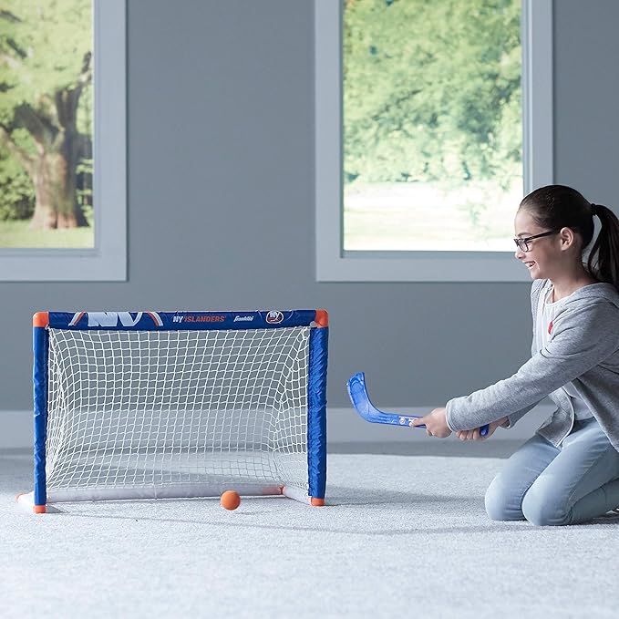 Franklin Sports NHL Mini Hockey Set - Kids Indoor Knee Hockey Goal, Ball, + 2 Stick Combo - Youth Team Indoor Toy Set - Official - Ages 3+