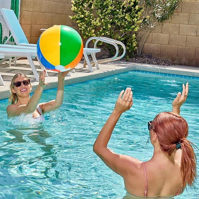 JOYIN 2-Pack 20" Beach Balls - Pool Toys Large Inflatable Beach Ball Swimming Pool Water Games, Classic Rainbow Color Beachball Luau Birthday Decorations Party Supplies Party Favors Gifts
