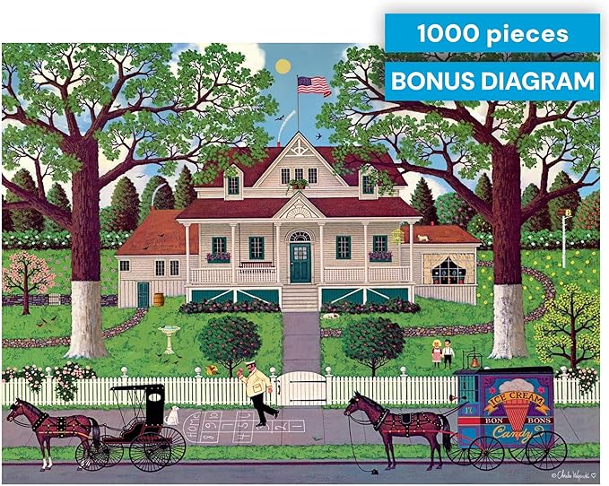 Buffalo Games Ice Cream and Hopscotch Jigsaw Puzzle – 1000 Piece Puzzle for Adults, Classic Americana Art by Charles Wysocki