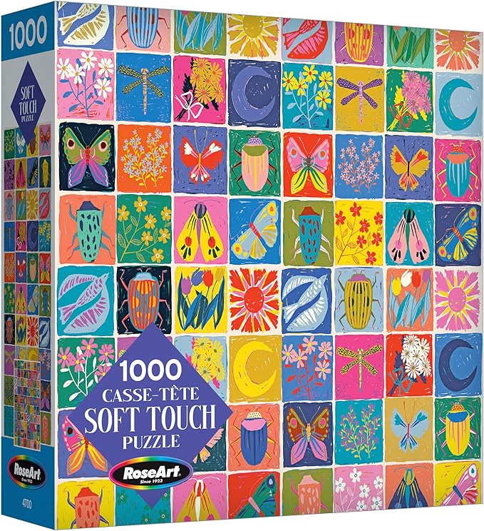RoseArt - Soft Touch - Summer Quilt 1000 Piece Jigsaw Puzzle for Adults, Colorful Modern Design Finished Size 26.625 x 19.25 Made in USA