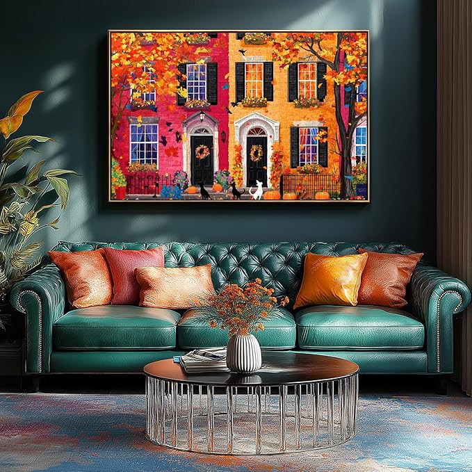 Color Townhouses 1000 Piece Puzzle for Adults, Funny Puzzles for Adults 1000 Pieces with HD Print & Poster, 27.5 * 19.7 in Dust Free, for 2026 Gifts Family Party Games