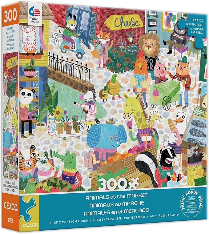 Ceaco - Large Piece Jigsaw Puzzle - Animals at the Market - Relaxing and Fun Activity for Adults