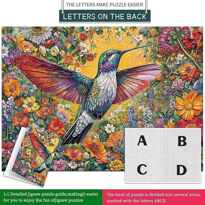 Jigsaw Puzzles for Adults 1000 Pieces, Interlock Perfectly No Dust, Impossible Difficult Hard Fun 1000 Piece Jigsaw Puzzles for Adults-1:1 Poster-Radiant Hummingbird