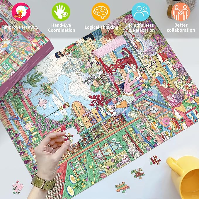 HUADADA Puzzles for Adults 1000 Pieces Teashop Puzzles 1000 Pieces,Impossible Puzzle, Family Decoration Puzzle Gift