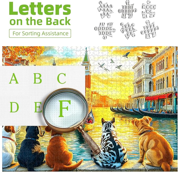 500 Piece Jigsaw Puzzle for Adults, Sights of Venice with Dogs Challenging Puzzles for Adults 500 Pieces, Perfect for Game Nights Decoration, Finished Size 23 x 15 Inch