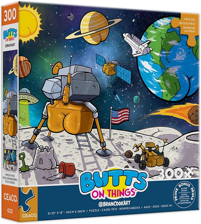 Ceaco - Brian Cook - Butts in Space - Large Piece Jigsaw Puzzle - Relaxing and Fun Activity for Adults