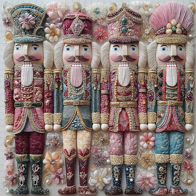 PICKFORU Crystal Nutcracker Puzzles for Adults 1000 Pieces, Elegance Flower Diamond Art Jigsaw Puzzles, Impossible Difficult Unique Challenging Puzzle