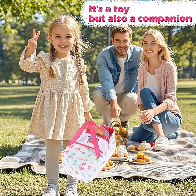 ebuddy 12 inch Baby Doll and Accessories-Reborn Baby Dolls Real Life Baby Dolls with 1 Sets Clothes,Carry Basket,Bunny Plush Toy,Pacifier, Bottle