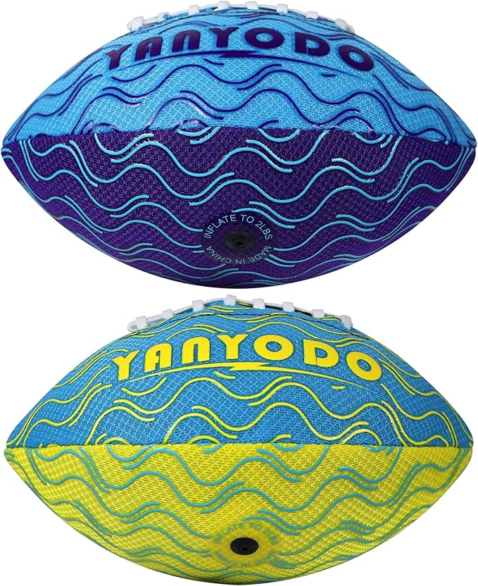 Pool Beach Water Football - 2 Pack Waterproof Football Great Grip for Swimming Pool Beach Lake Park Backyard Outdoor Play(Size 3,Blue&Yellow)