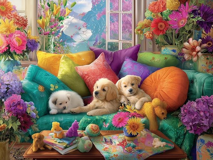 500 Piece Puzzle for Adults – Sofa Dog Jigsaw Puzzle 500 Pieces for Adults Seniors – Eco-Friendly Recycled Paper – Fun & Challenging Game Gift for Friends and Family (20.5 x 15 in)