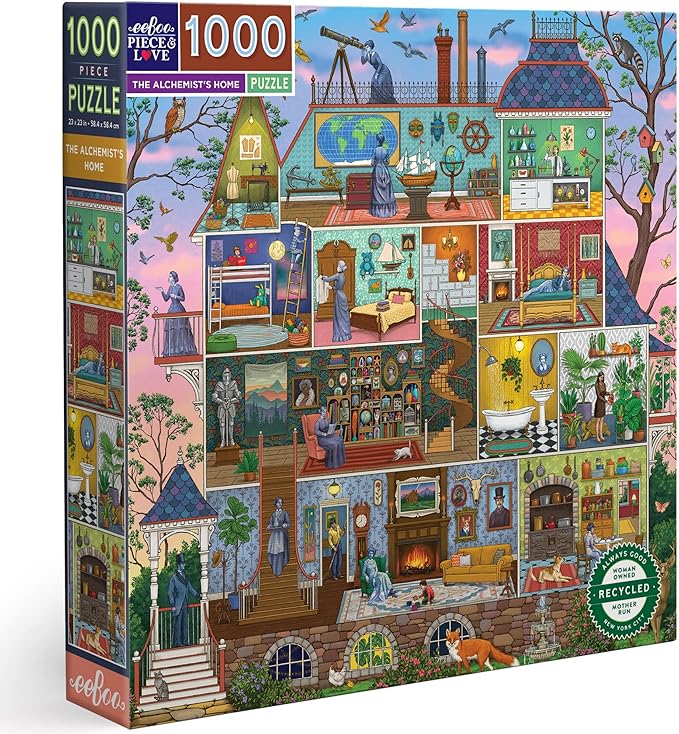 eeBoo 1000 Piece Puzzle - Alchemist's Home Jigsaw Puzzle for Adults, Square 23" x 23" Made with Recycled Board & Vegetable-Based Ink