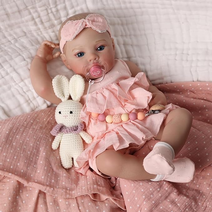 MYREBABY Lifelike Reborn Baby Dolls, 17 Inch Soft Vinyl Realistic Newborn Baby Dolls Poseable Real Life Baby Girls Dolls with Doll Accessories and Gift Box for 3+ Year Old Girls Kids
