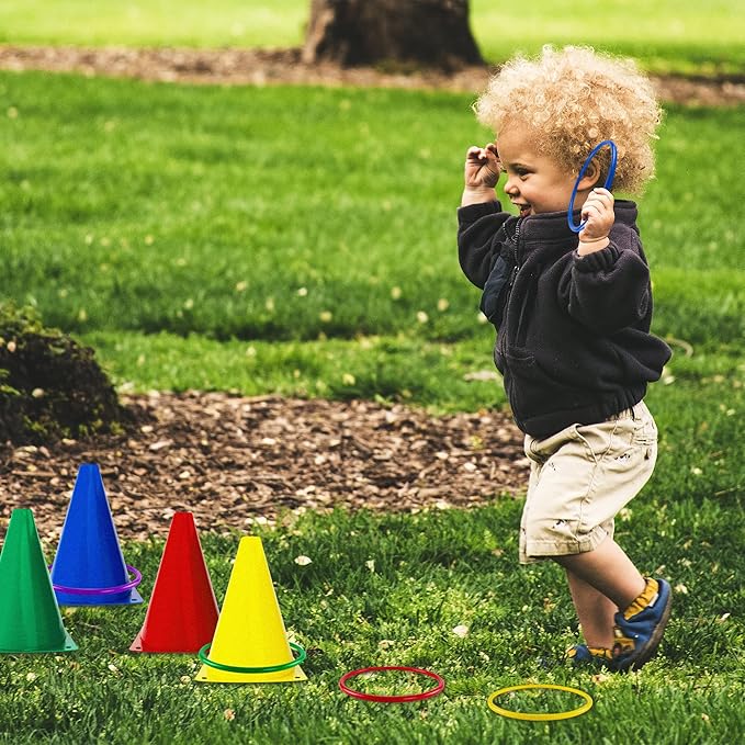 Super Z Outlet 30 Piece Carnival Outdoor Fair Tossing Games Toy Party Set with 12 Rings, 12 Bean Bags, and 6 Cones