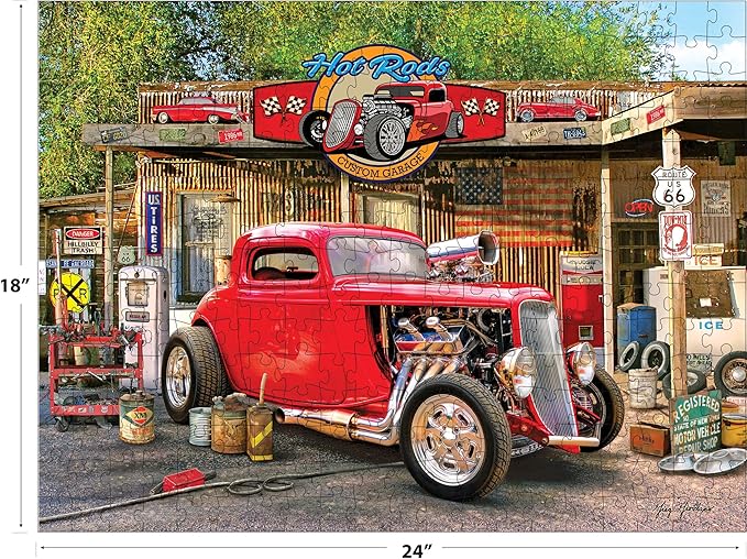 RoseArt - American Nostalgia - Hot Rod Gas Up 550 Piece Jigsaw Puzzle for Adults