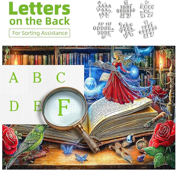 Blueforest 1000 Piece Puzzle for Adults - Magical Spellbook Fairy Fantasy Art, 27.5x19.7 Inches Premium Jigsaw Puzzle for Game Nights Relaxation & Home Decor