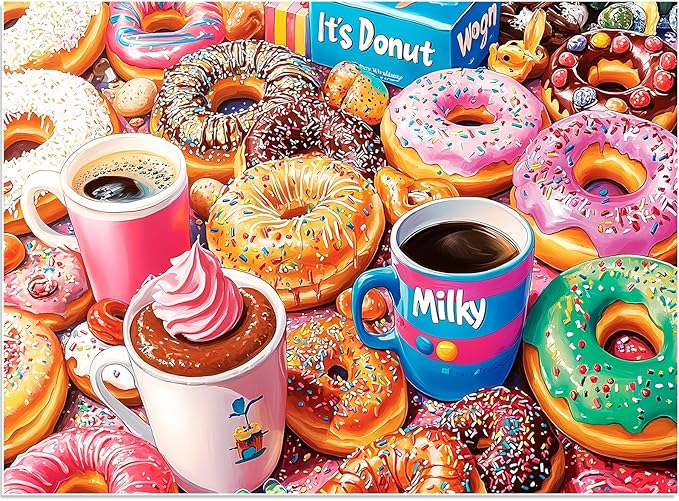 500 Pieces Puzzles for Adults, Colorful Donuts Puzzle for Adults Seniors, Recycled Paper Jigsaw Puzzle 500 Pieces, Fit Together Perfectly Challenging Puzzles Perfect for Game Nights 20.5x15in