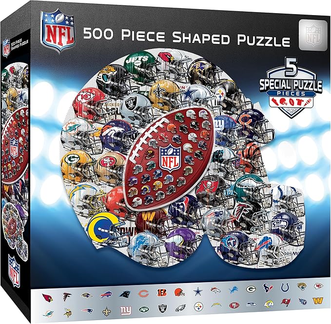 MasterPieces 500-Piece NFL Drip Art Helmet Shaped Puzzle - Perfect for NFL Fanatics - 25"x22"