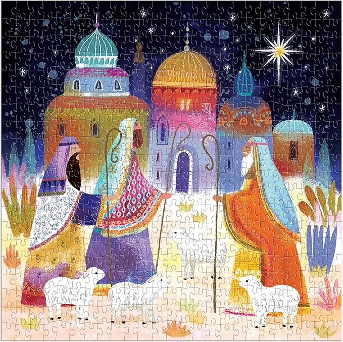 Galison Journey of Three Kings – 500 Piece Jigsaw Puzzle Featuring Artwork Capturing The Journey of The Magi in A Vibrant Jewel Toned Composition