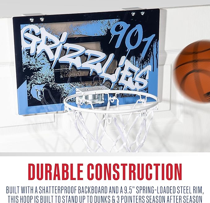 Franklin Sports NBA Team Over the Door Basketball Hoops - Kids Indoor Mini Basketball Hoop + Ball Set - NBA Fan Mini Hoops
