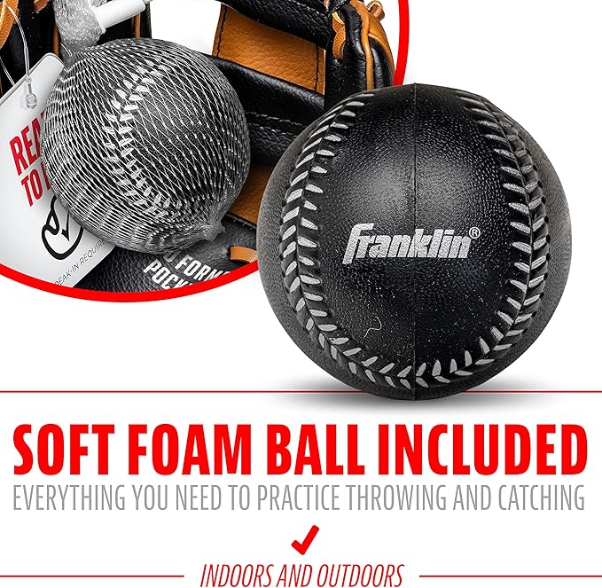 Franklin Sports Kids Baseball Gloves - RTP Youth Teeball Glove + Ball Set - Boys + Girls Teeball Mitt - Kids + Toddlers - 9.5"