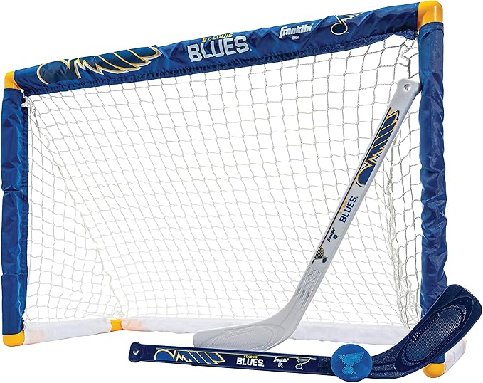 Franklin Sports NHL Mini Hockey Set - Kids Indoor Knee Hockey Goal, Ball, + 2 Stick Combo - Youth Team Indoor Toy Set - Official - Ages 3+