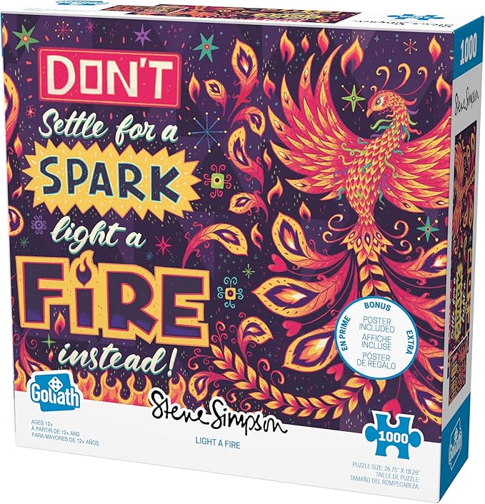 Goliath Steve Simpson: Light a Fire 1000-Piece Puzzle with Poster - Completed Size 26.75 x 18.26 Inches - Ages 12 and Up