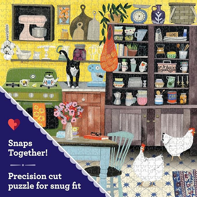 eeBoo 1000 Piece Puzzle - Kitchen Chickens Jigsaw Puzzle for Adults, Square 23" x 23" Made with Recycled Board & Vegetable-Based Ink