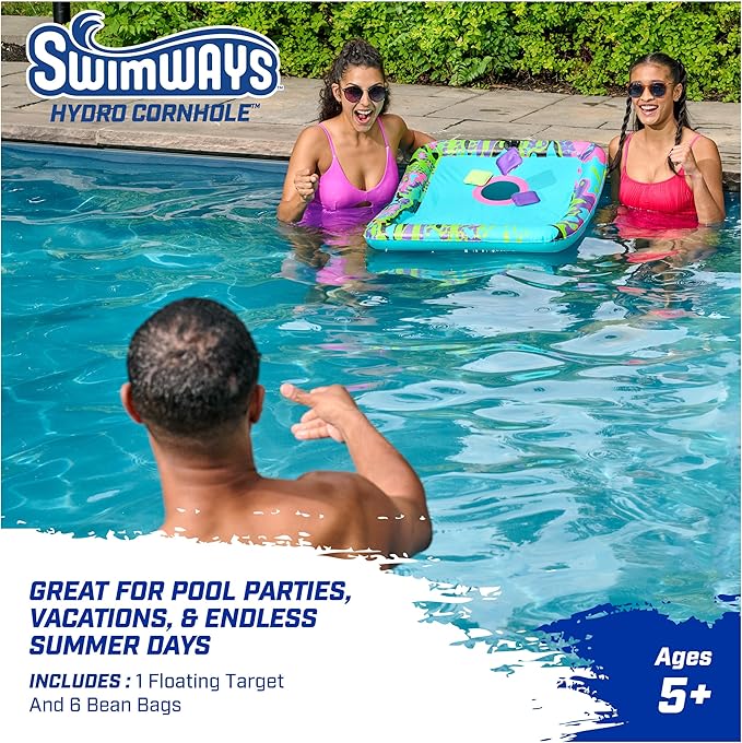 SwimWays Hydro Cornhole, Pool Toys for Kids and Adults, Cornhole Toss Game for Beach, Lake and Swimming Pool, Outdoor Toys for Kids Aged 5 & Up
