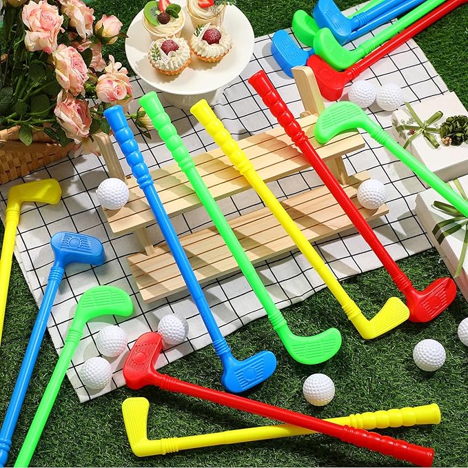 24 Pcs Plastic Mini Golf Clubs for Toddlers, Kids Golf Clubs Toy Set, Toy Balls for Kids Toddlers Outdoor Indoor Lawn Sports for Boys Girls(Elegant)