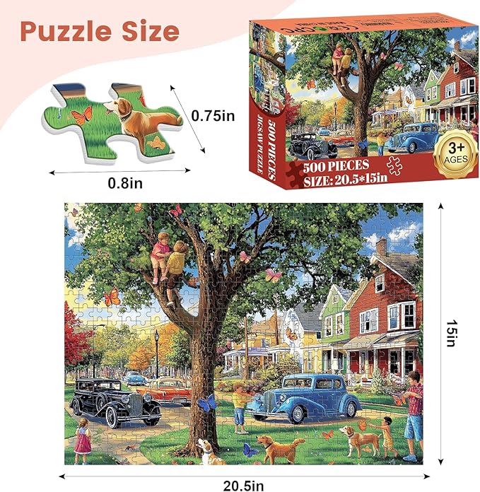 500 Piece Puzzle for Adults, Dog Jigsaw Puzzle, Spring Park Jigsaw Puzzles 500 Pieces Birthday Party for Family Adults, Funny Puzzle, Fun and Challenging Family Games 20.5×15 in