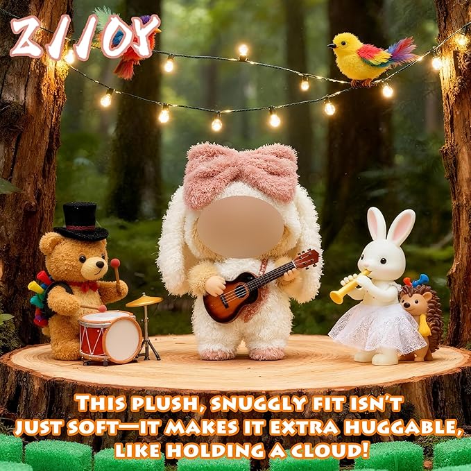 Doll Outfit 17cm (6.69in) or 15cm (5.91in) Dolls(NO Doll) for Labubu Clothes Outfit with Accessories Suit Christmas Cute Rabbit Stylish Dress Up Set for Labubu