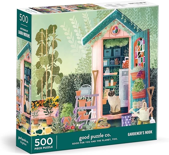 Good Puzzle Co Gardener's Nook – 500 Piece Jigsaw Puzzle Featuring Beautiful Artwork of Garden Shed During Spring