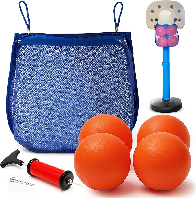 GALVANOX Mini Rubber Basketballs with Pump (7" Inch) Includes Mesh Storage Bag Designed for Little Tikes Basketball Hoop