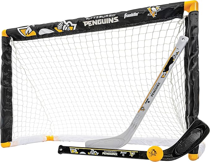Franklin Sports NHL Mini Hockey Set - Kids Indoor Knee Hockey Goal, Ball, + 2 Stick Combo - Youth Team Indoor Toy Set - Official - Ages 3+