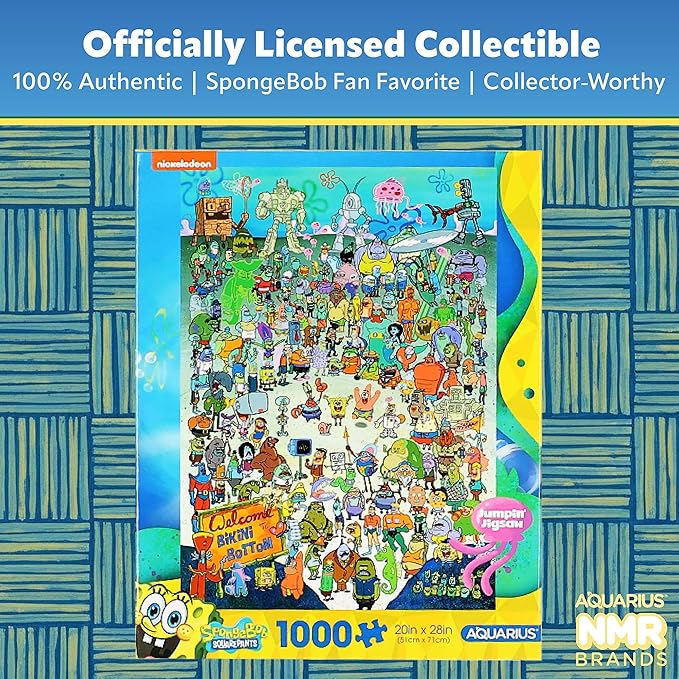 AQUARIUS SpongeBob SquarePants Puzzle (1000 Piece Jigsaw Puzzle) - Officially Licensed SpongeBob Merchandise & Collectibles-Glare Free -Precision Fit -Virtually No Puzzle Dust-20x28 Inches, Multicolor
