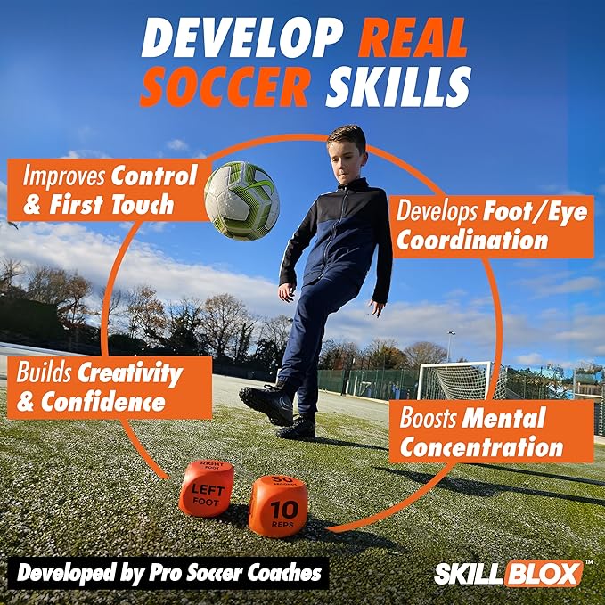 Soccer Gift for Boys – Kick Up Training Dice Game (2 Pack) – Fun Soccer Skill Training Game for Kids, Boys & Girls 8–12