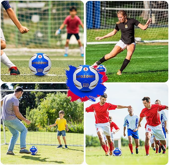 Soccer Ball Size 3,4,5 Two Pack,Classic Indoor Outdoor Soccer with 1 Pump 2 Net Bag and 2 Needle,Long-Lasting for Training, Games, Outdoor & Indoor Play Ideal Gift for Boys Girls Youth Adult