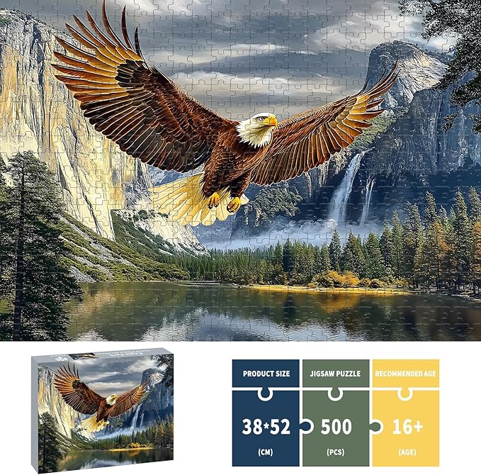 Puzzles for Adults 500 Pieces, Eagle Jigsaw Puzzles - Eagle Park, Impossible Eagles Puzzle, Finished Size 20.47 * 14.96”, with 1:1 Poster, Letter on The Back