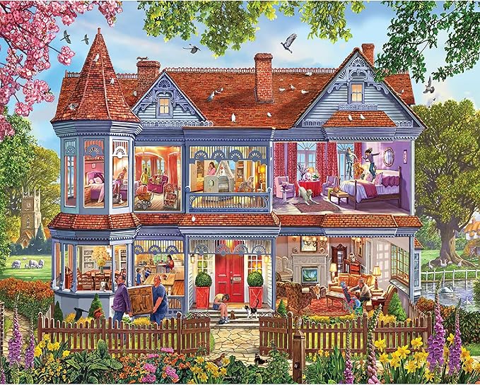 White Mountain 1000 Piece Jigsaw Puzzle Fun Colorful Puzzles with Large Pieces, Gift for Adults and Family 24"x30" - Spring House