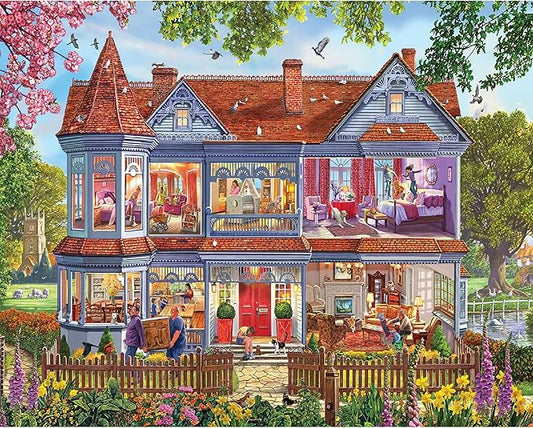 White Mountain 1000 Piece Jigsaw Puzzle Fun Colorful Puzzles with Large Pieces, Gift for Adults and Family 24"x30" - Spring House