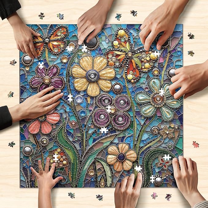 Flower Diamond Jigsaw Puzzles for Adults 1000 Pieces, Challenging Puzzles Perfect for Game Night, Great Gift Idea, Size 24x24 in