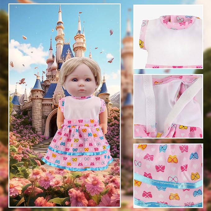 6 Sets Doll Clothes for 10-12 Inch Dolls - Princess Dresses, Gowns, Swimsuit & Outfits for Baby Alive & Similar Dolls, Cute Toddler Girl Boy Gift Accessories (Pink/Colorful)