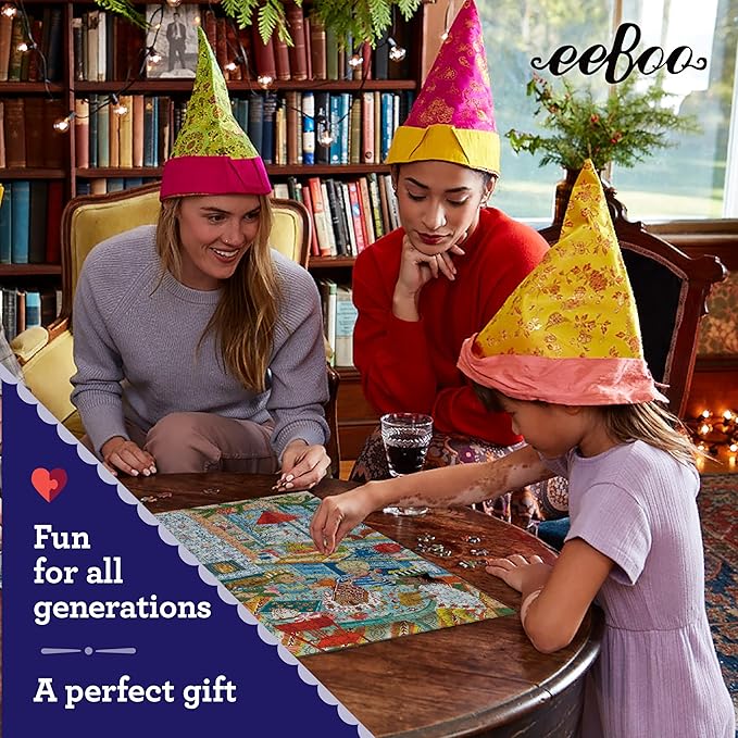 eeBoo 1000 Piece Puzzle - Swedish Holiday Kitchen Jigsaw Puzzle for Adults, Square 23" x 23" Made with Recycled Board & Vegetable-Based Ink
