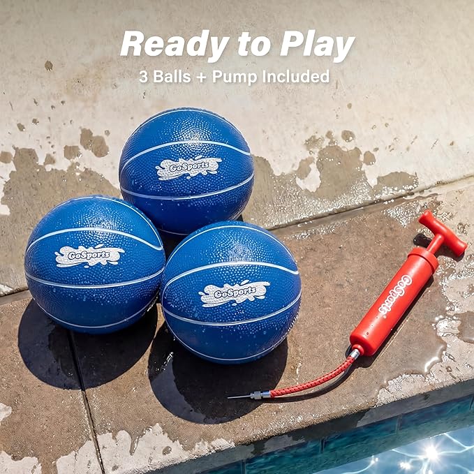 GoSports Swimming Pool Basketballs 3 Pack - Red or Blue - Great for Floating Water Basketball Hoops