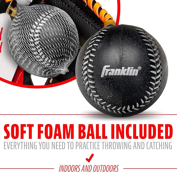 Franklin Sports Kids Baseball Gloves - RTP Youth Teeball Glove + Ball Set - Boys + Girls Teeball Mitt - Kids + Toddlers - 9.5"
