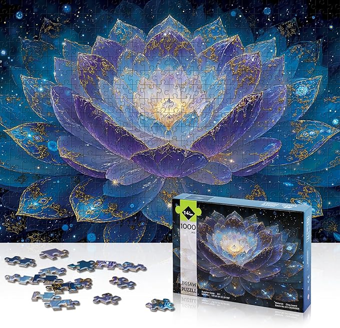 Puzzles for Adults 1000 Pieces, Mandala Lotus Flower Plant, 1000 Piece Puzzle for Adults Seniors, Hard Jigsaw Puzzles for Adult with Letters on Back for Relaxation & Home Decor, 1:1 Poster
