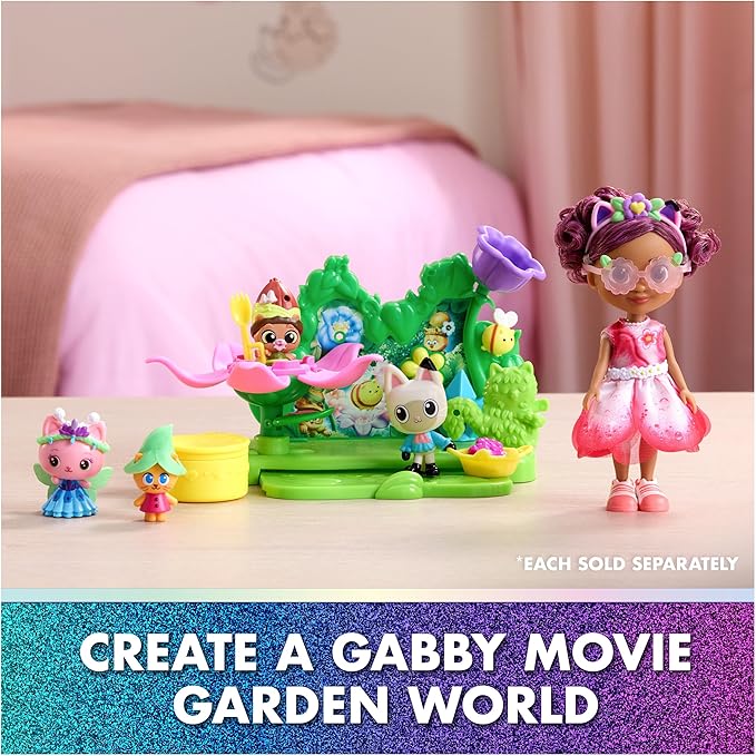 Gabby's Dollhouse: The Movie, Garden Story Set, Pandy Paws & Kitty Gnome Figures and 9 Dollhouse Accessories, Kids Toys for Girls & Boys Ages 3 and Up
