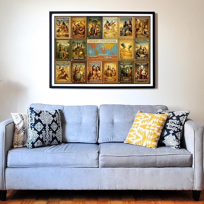 Think2Master Ancient Civilizations World History Jigsaw Puzzle 500 Pieces Large Format for 13+, Teens, Adults & Families. Great Gift. Historical Timeline & World Map. Size: 26.8” X 18.9”